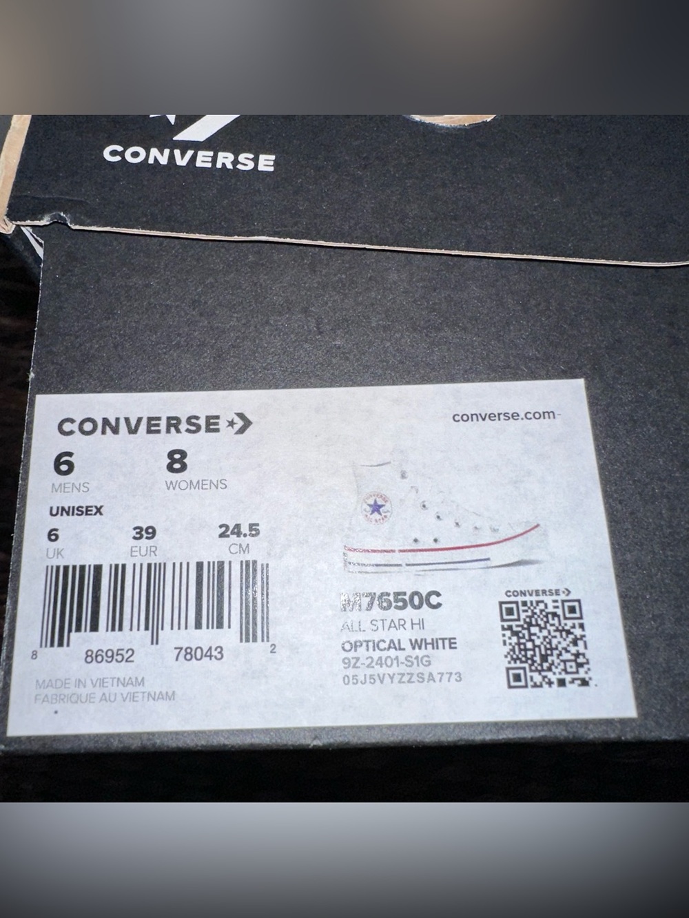 Converse All Star White High Top Sneakers New in Box mens 6 women’s 8 - Picture 7 of 8